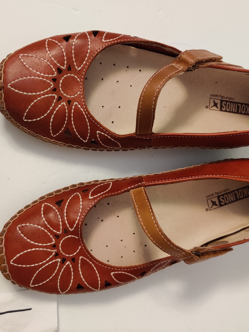 Pikolinos Brown Floral Cutout Mary Jane Flats 39 US 8.5